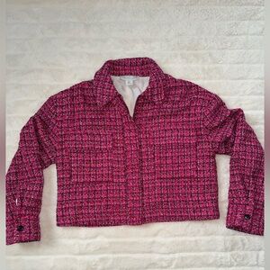 Rachel Zoe Women's Pink Tweed Jacket Size L